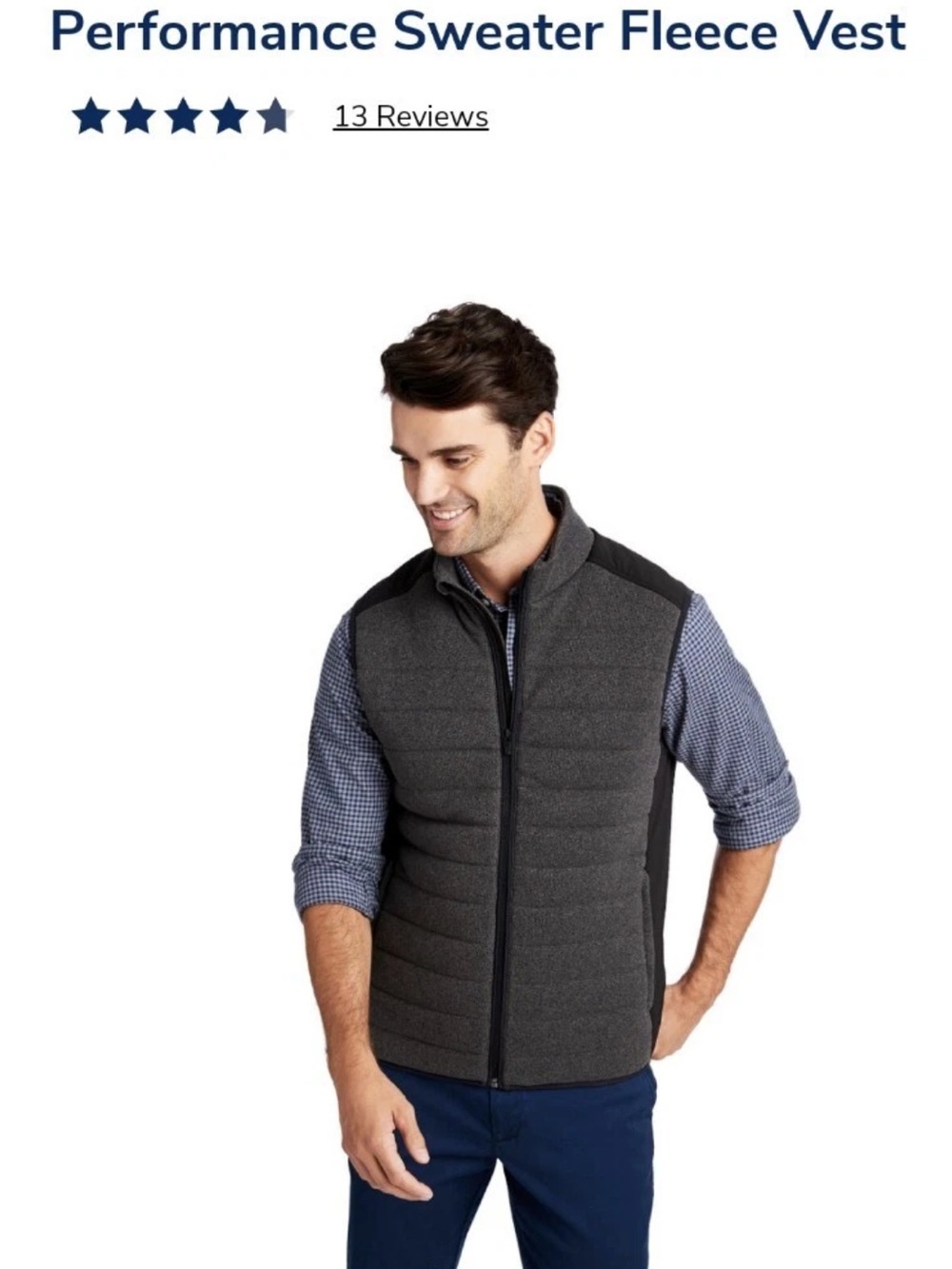 Vineyard Vines Quilted Fleece Vest in Charcoal and Black